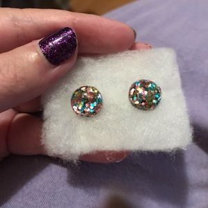 Multicolor button earrings